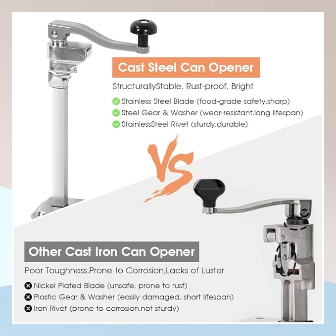 Commercial Can Opener, for #10 Cans, Heavy Duty Manual Table Can Opener with Plated Steel Base for Restaurant Food Store Hotel Bar Home up to 11 Inch