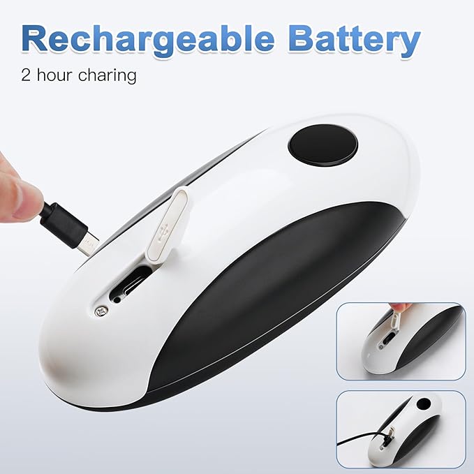 Automatic Electric Can Opener Smooth Edge, Rechargeable Canopener for Seniors and Arthritis Friendly, Kitchen Aid Gadgets Perfect for Chef, Hands Free, One Touch Design Easy to Use