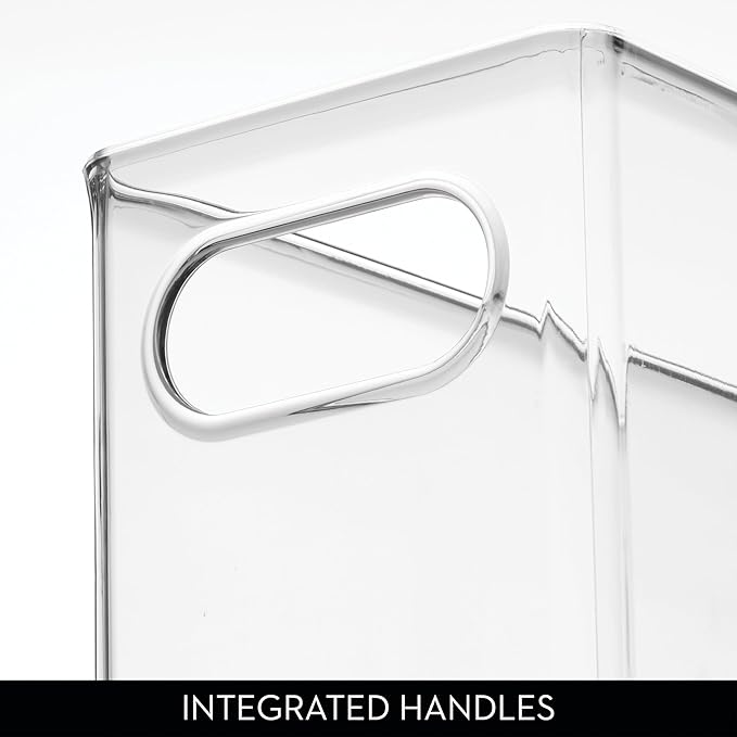 iDesign Slim Clear Plastic Stackable Storage Bin - Narrow Fridge, Pantry, or Kitchen Cabinet Organizer, 2-Pack
