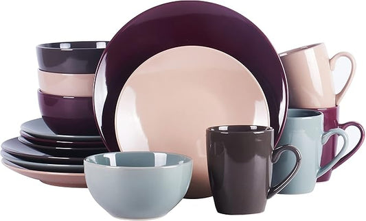 Color Wave Stoneware16pc Dinnerware Set, Autumn Foliage