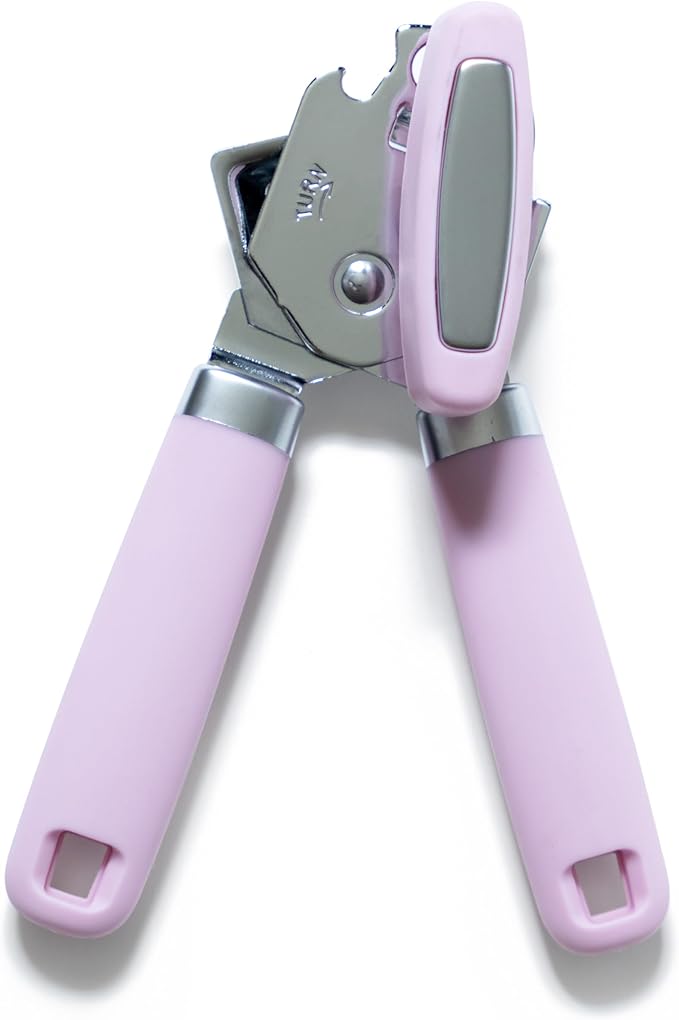 Professional Grade Handheld Manual Multifunction Can Opener & Bottle Opener With Magnet Heavy Duty and Smooth Handle With Comfortable Grip - Pink - EEF Group