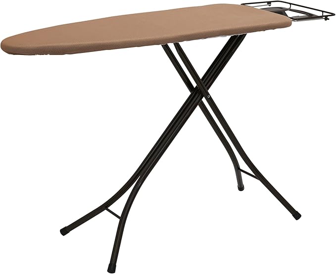 Household Essentials Mega Wide Top Ironing Board, 4-Legs, Steel Top Ironing Board with Fixed Iron Rest, FiberTech Cover and Fiber Pad, Scorch and Stain Resistant, Antique Bronze Frame