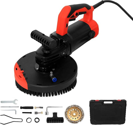 7 Inch Concrete Grinder, 2200W Motor 2200-6600RPM 6-Speed Adjustable Angle Grinder with Dust Shroud, 90° Floor Grinder Kit, Diamond Wheel & Auxiliary Handles for Wall & Floor