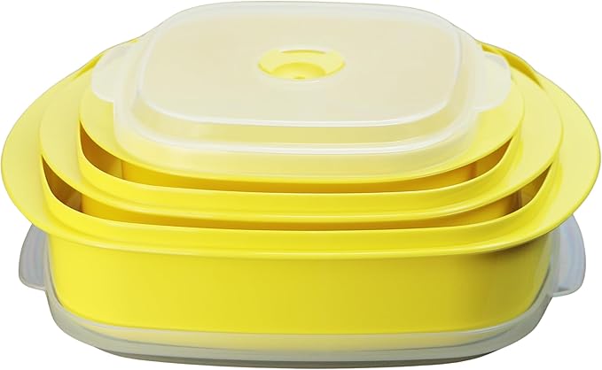 Reston Lloyd Calypso Basics Microwave Cookware, Steamer and Storage Set, Lemon, Multiple Sizes, 6-Piece