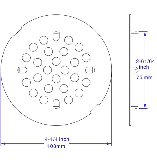 Bropury 4-1/4-Inch Easy-to-Install Snap-in Shower Drain Cover Floor Drain Replacement Cover Stainless Steel (Brushed Gold)