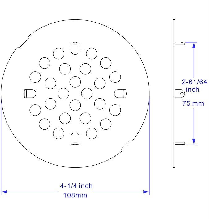 Bropury 4-1/4-Inch Easy-to-Install Snap-in Shower Drain Cover Floor Drain Replacement Cover Stainless Steel (Brushed Nickel)