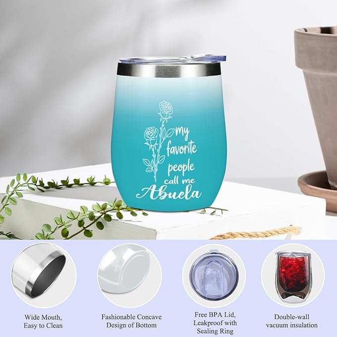 Abuela Grandma Gifts,Grandma Birthday Gifts, Funny Wedding Appreciation Gift for Women Grandmother Grammy Christmas Mothers Day Wine Tumbler Makeup Bag Bracelet Scented Candle Set with Gift Box