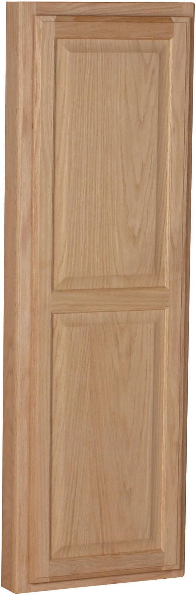 Household Essentials Ironing Board Cabinet, In-Wall Recessed Ironing Board Cabinet with Storage Shelves, Unfinished Wood, Oak