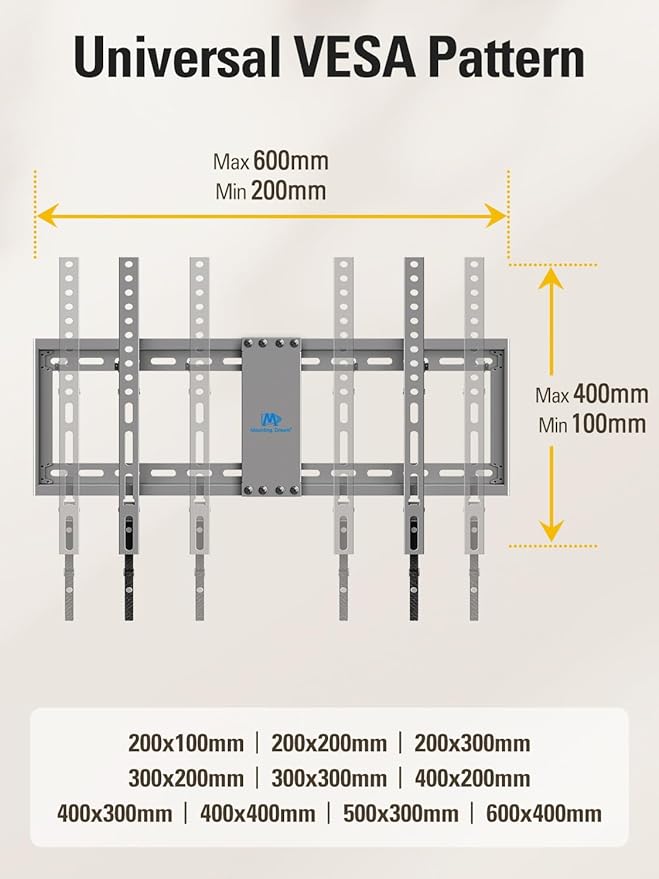Mounting Dream TV Wall Mount for Most 37-75 Inch Televisions, Universal Tilt TV Mount Fits 16", 18", 24" Studs, Max VESA 600x400mm, 132lbs, Low Profile Flat Wall Mount Bracket, MD2968-LK