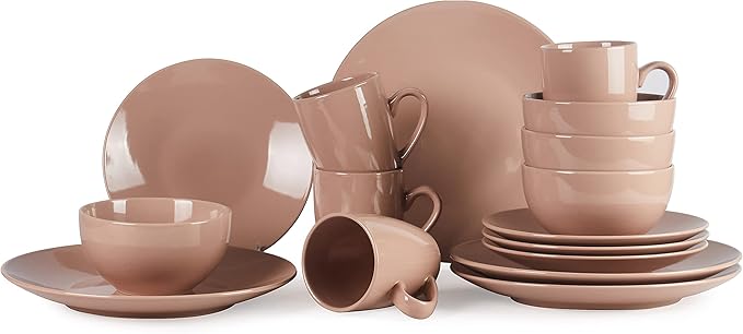 Color Wave Stoneware Dinnerware Set (16pc Set, AutumnBeige)