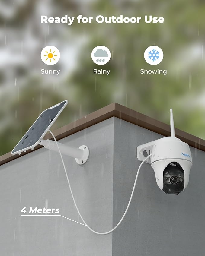 REOLINK Security Camera Wireless Outdoor, Pan Tilt Solar Powered, 5MP 2K+ Color Night Vision, 2.4/5GHz WiFi, Cameras for Home Security, Works with Home Hub, Argus PT + Solar Panel
