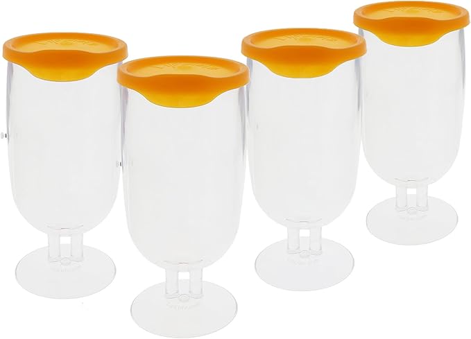 LipLidz Brewtail/Tumbler Glasses, 4 Pack, 20.7 oz Dual-Stemmed BPA-Free Plastic Drinkware with Drink-Through Attachable Lid, Shatterproof, Made in USA (Mango)