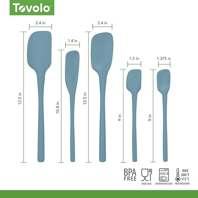 Flex-Core Spatula All Silicone High Heat Resistant 5 Piece Cooking Utensils Set - Includes Non-Stick Spatula, Spoonula, Jar Scraper, and Mini | BPA-Free Kitchen | Ergonomic Design