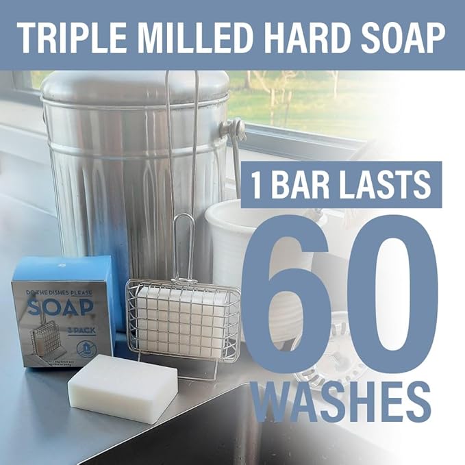 Country Trading Co. Natural Dish Soap Bars | 3 Pack | Concentrated Non-Toxic Dish Washing Soap | Plastic Free | Use with Soap Shaker for Zero Waste Dishwashing Detergent