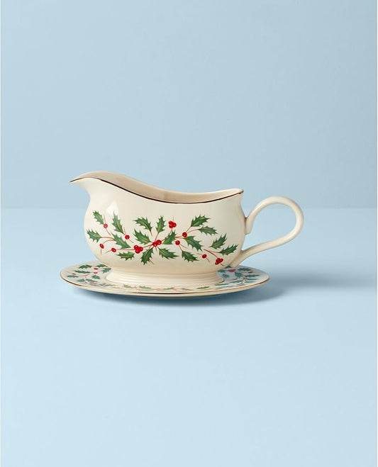 Lenox 843318 Holiday Gravy Boat and Stand, Christmas Hosting