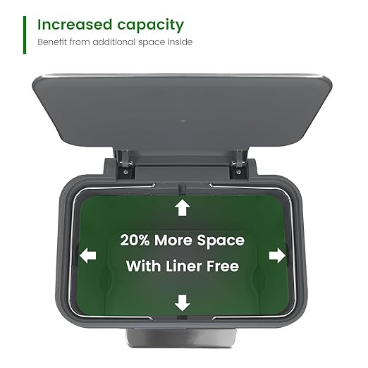 13 Gallon Step Trash Can, Large Capacity Kitchen Garbage Can, Tall Stainless Steel Liner Free Garbage Bin, Rectangular Metal Trash Can with Soft Closed&Stay Open Lid, 50 Liter