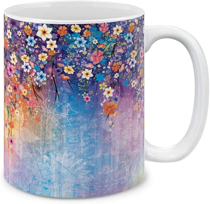 MUGBREW Watercolor Flower Ceramic Coffee Mug Tea Cup, 11 OZ