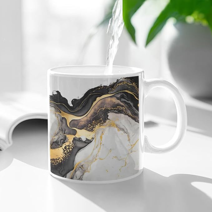 Coffee Mugs Marble Pattern Ceramic Latte Mug with Handle 11 OZ for Men Women for Latte Cappuccino Cocoa Milk Dishwasher & Microwave Safe