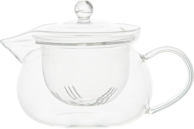 Restaurantware Forma 17 Ounce Glass Teapot 1 Double Wall Glass Tea Kettle - Does Not Chip Reusable Clear Glass Double Wall Teapot Rolled Rim Dishwashable
