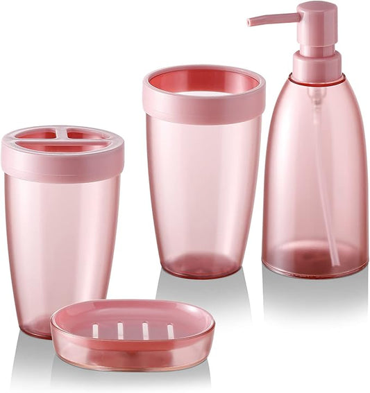 iMucci Bathroom Accessories Set 5Piece Sea Bathroom Sets, Toothbrush Holder, Toothbrush Cup, Lotion Soap Dispenser, Soap Dish and Qtip Holder Bathroom Decor