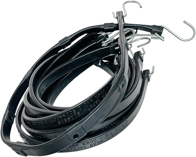 Elastic Rubber Tie-Down Straps Set – 10 Pack 21" Bungee Cords + 1 Adjustable 31" Strap with S-Hooks – Heavy-Duty, Cut-to-Length, Bloom-Resistant, Reusable for Car, Garage, Camping,pfrubber