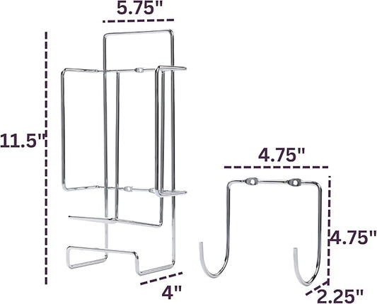 JERDON Ironing Board Holder and Iron Caddy - Stainless Steel Iron Holder with Hook - J525C