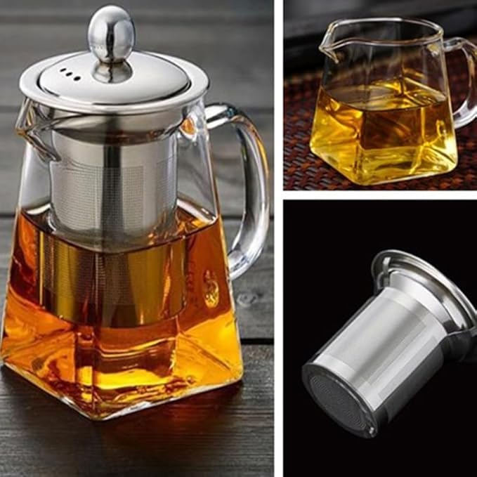 Homoyoyo Tea Kettle Stovetop Whistling Glass Tea Pot Strainer 950ml Infuser Teapot Kettle for