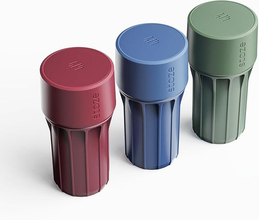 Staze Preserve Vacuum Sealed Storage Jars (148ml) | Smell Proof Containers | Herb Storage & Food Storage Container with Protection - (MIDNIGHT TRIO)