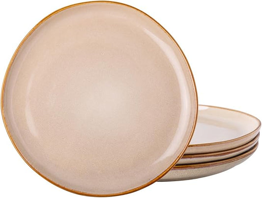 AmorArc Ceramic Dinner Plates Set of 4, 10.5 Inch Handmade Reactive Glaze Stoneware Plates, Large Rustic Shape Dinnerware Dish Set for Kitchen, Microwave & Dishwasher Safe, Scratch Resistant