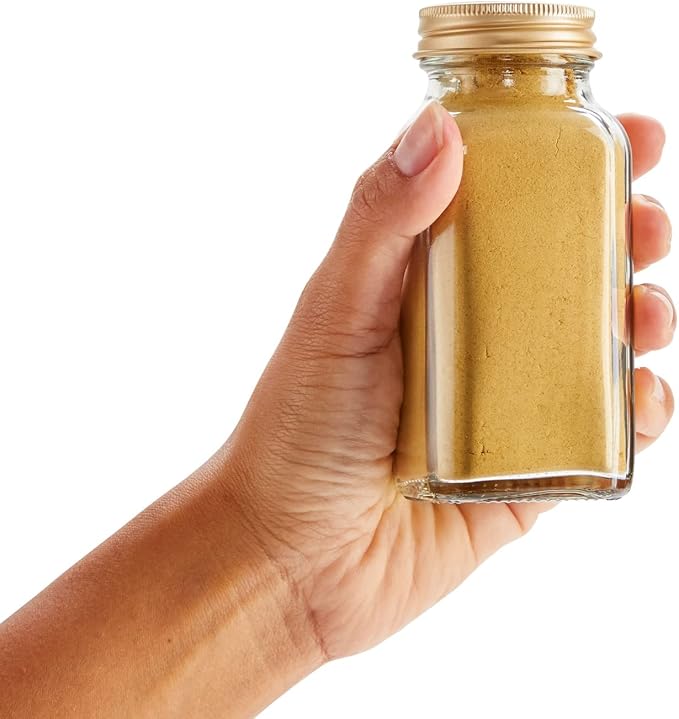 Talented Kitchen Spice Jars - 24-Pack 6 oz Glass Jars with Gold Shaker Lids - 328 Preprinted Labels & Silicone Funnel - Seasoning Organizer for Kitchen Storage