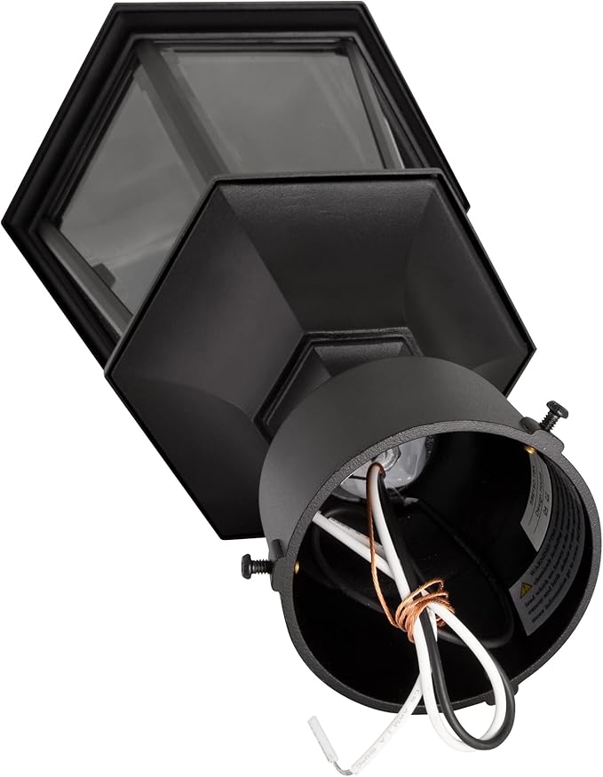 Oak Creek Outdoor Light and Pier Base Bundle – Traditional Clear Glass – for Driveways, Yards, Patios and Porches, Textured Black – Design House, 589861