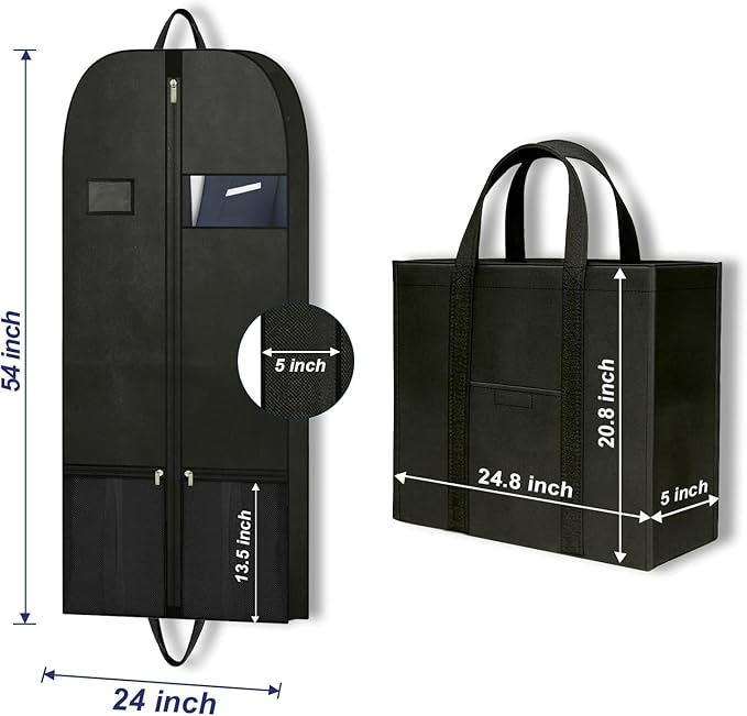 Heavy Duty Clothing Storage Garment Bag, Large Hanging Garment Bags for Travel and Moving, Zippered Breathable Garment Bags for Long Dresses and Suits, Suit Bags for Closet Storage - 54 inches