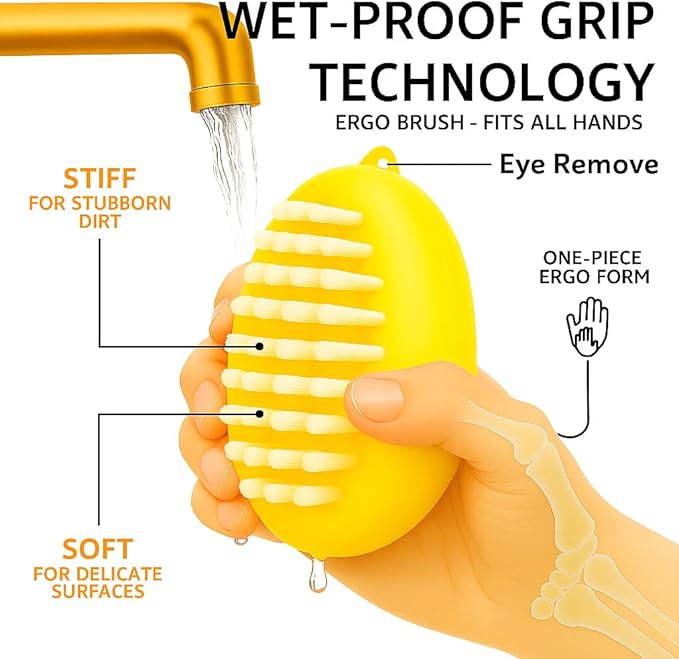 Premium Veggie Brush The Scrubber for Potato Eyes,a Potato Scrubber Suitable for Root Vegetables & Delicate Fruits,a Dual-use Fruit and Vegetable Brush, Your Kitchen Essential (Yellow 2Pack)