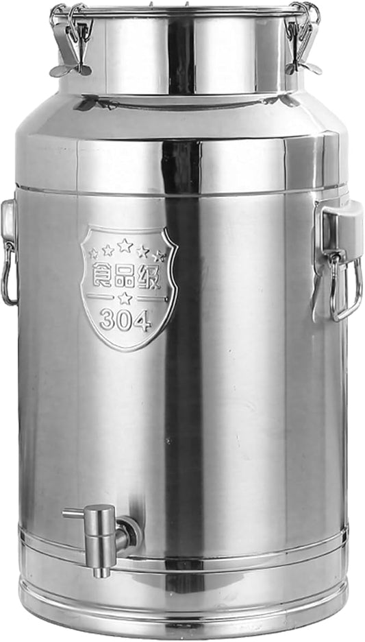 Stainless Steel Milk Can with Spigot,5 Gallon Stainless Steel Milk Bucket,20Liter Wine Pail with 2 Handles and Sealed Lid,Water jug Oil Liquid Storage Barrel,Airtight Food Storage Container