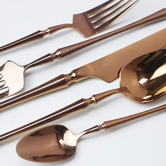 JASHII 20-piece 18/10 Stainless Steel Rose Gold Flatware/Cutlery/Tableware Set Service for 4 Person, Include Knife/Fork/Spoon, Mirror Polished (Rose)