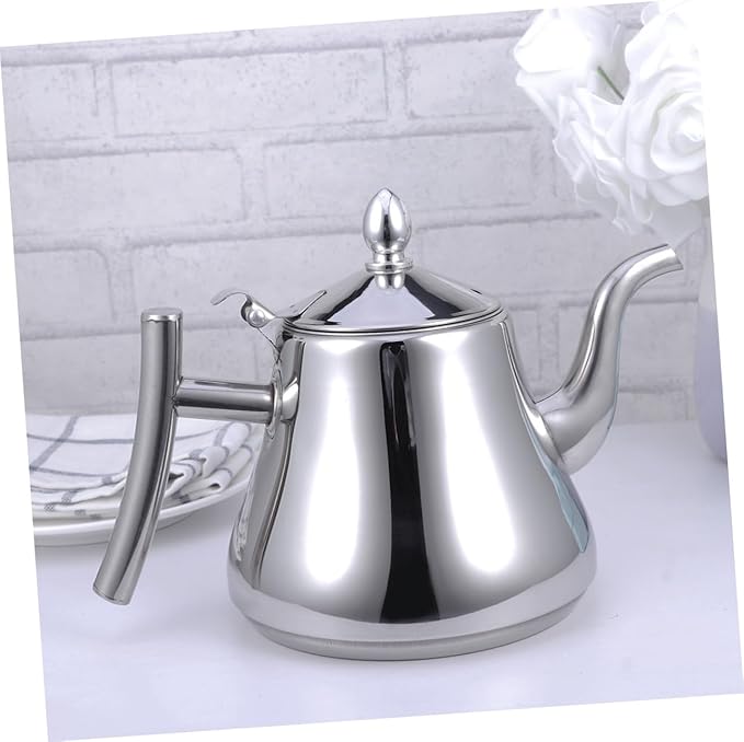 1L Stainless Steel Tea Kettle with Strainer Water Kettle for Home and Restaurant Use Stylish Glossy Finish and Ergonomic Handle