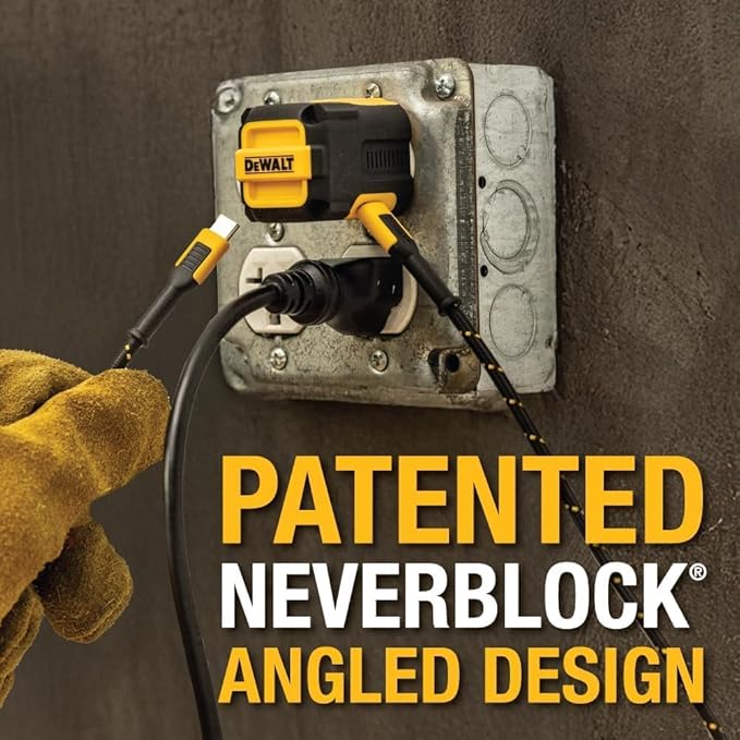 DEWALT Heavy Duty NeverBlock 20W Type C Charger, Dual Port Angled Cube Wall Adapter w/Foldable Plug, Patented Design Fast Charging Block for iPhone 17 16 15 14 13 Pro Max, Samsung Galaxy S24, HTC, LG