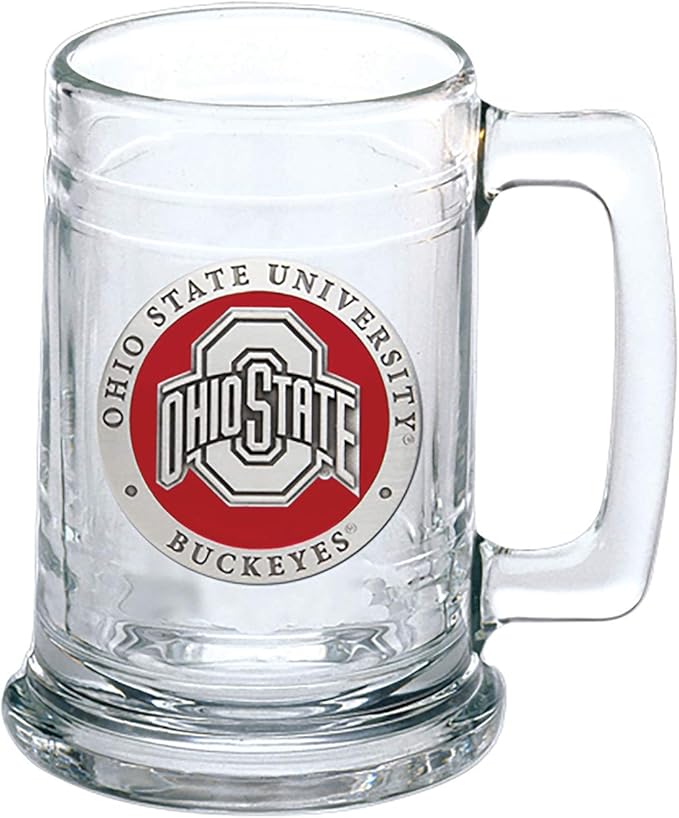 Heritage Pewter Ohio State Beer Stein Glass | 15 Ounce German-Style Beer Glass | Intricately Crafted Metal Pewter Alma Mater Inlay