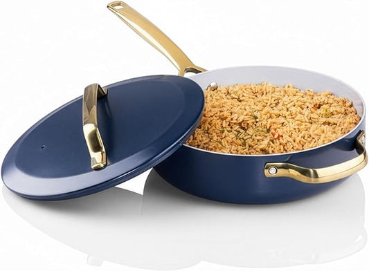 GOTHAM STEEL 4Qt Saute Pan with Lid, 12 Inch Deep Frying Pan with Lid, Large Nonstick Skillet for Cooking, Oven Safe Skillet, Family Sized Frying Pans, Induction Ready, Oven and Dishwasher Safe