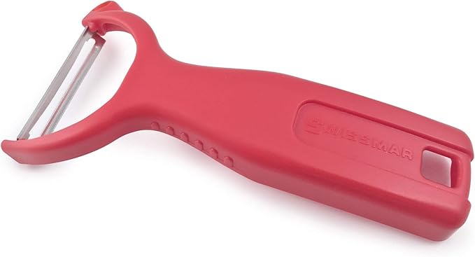 Swissmar Y Peeler with Stainless Steel Scalpel Blade - Perfect for Potato, Vegetable, Fruit, Carrot, Apple, Mango Peeler for Kitchen - Plastic Blade Protector Included - Red