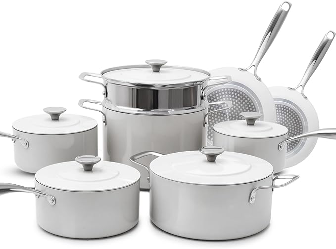 Nuwave Lux 13-Piece Premium Cookware Collection, Next-Generation G11 Duralon Blue Ceramic Nonstick, Ultra Durable, PFAS-Free, Lightweight & Works on All Cooktops