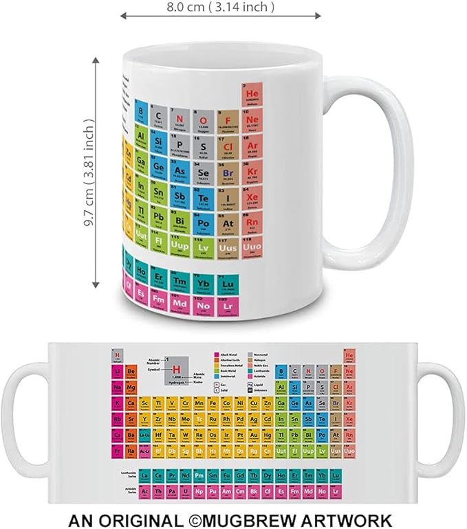 MUGBREW Periodic Table of Elements White Ceramic Coffee Mug Tea Cup, 11 OZ