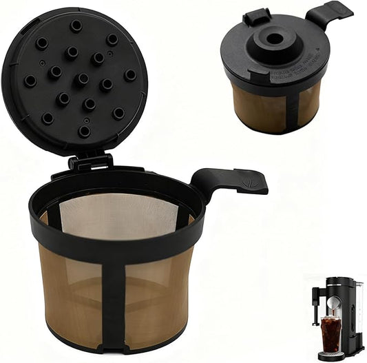Coffee filter compatible with Ninja PB051 / PB040 / PB041ST-coffee grinder compatible with Ninja beans - gold 304 stainless steel mesh reusable - Coffee pod accessories 2PCS (2)