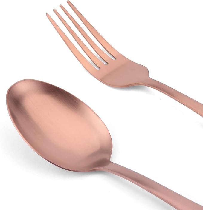 Matte Rose Gold Silverware Set, 20-Piece Stainless Steel Flatware set, Tableware Cutlery Set Service for 4, Utensils for Kitchens, Dishwasher Safe