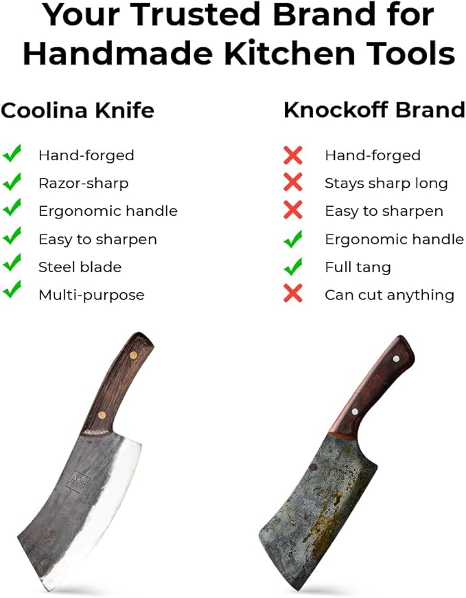 COOLINA Altomino Handmade Chef Knife, 7.1 in High Manganese Clad Steel Blade, for Slicing Meat and Vegetables