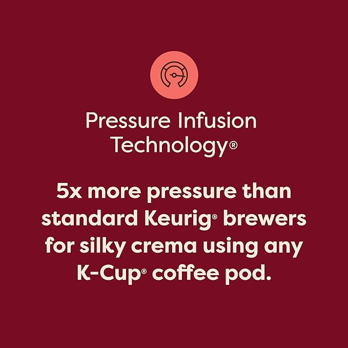 Keurig K-Crema Single Serve K-Cup Pod Coffee Maker, PressureInfusion & MultiStream Technology, Brews Crema-Topped Coffee, Espresso-Style Shots, Classic Coffee, Tea, Cocoa, 72 oz Removable Reservoir