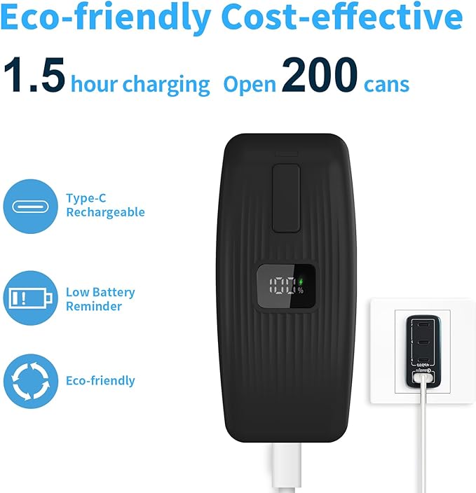 Electric Can Opener with LED Display, USB Rechargeable Electric Can Opener for Seniors & Arthritis, One-Touch Automatic Can Opener, Hands-Free, Smooth Edge, Compact, Cordless