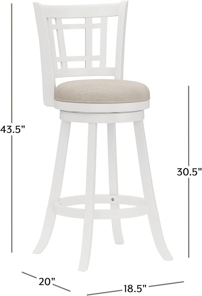 Hillsdale Fairfox 30.5" Wood Swivel Bar Height Stool, White