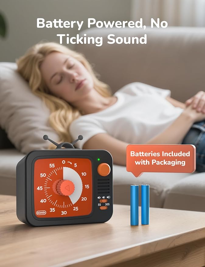 LIORQUE Visual Timer for Kids with Pause Function, 60-Minute Countdown Timers for Classroom Office Kitchen with Silent Operation, Kids Timer for Teaching