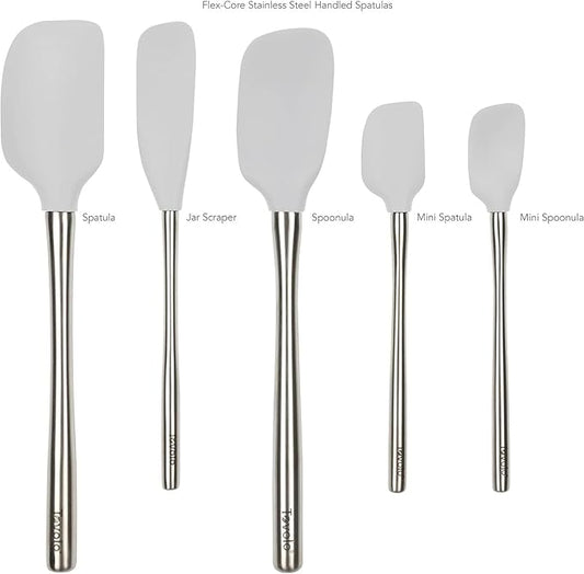 Tovolo Flex-Core Stainless Steel Handled Spatula Set of 5 for Meal Prep, Cooking, Baking, and More